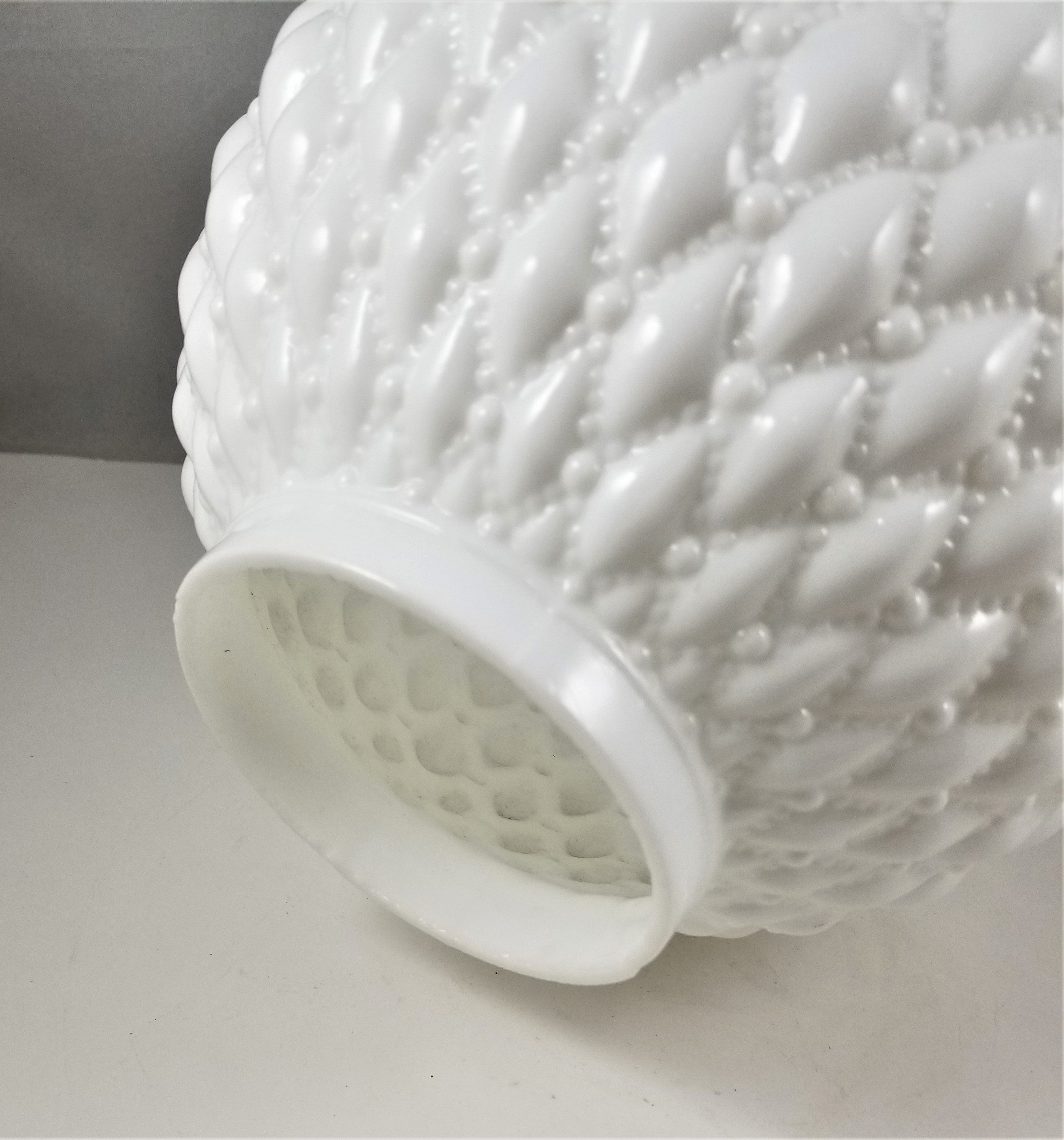 8" White Quilt Patterned Glass Ball Shade