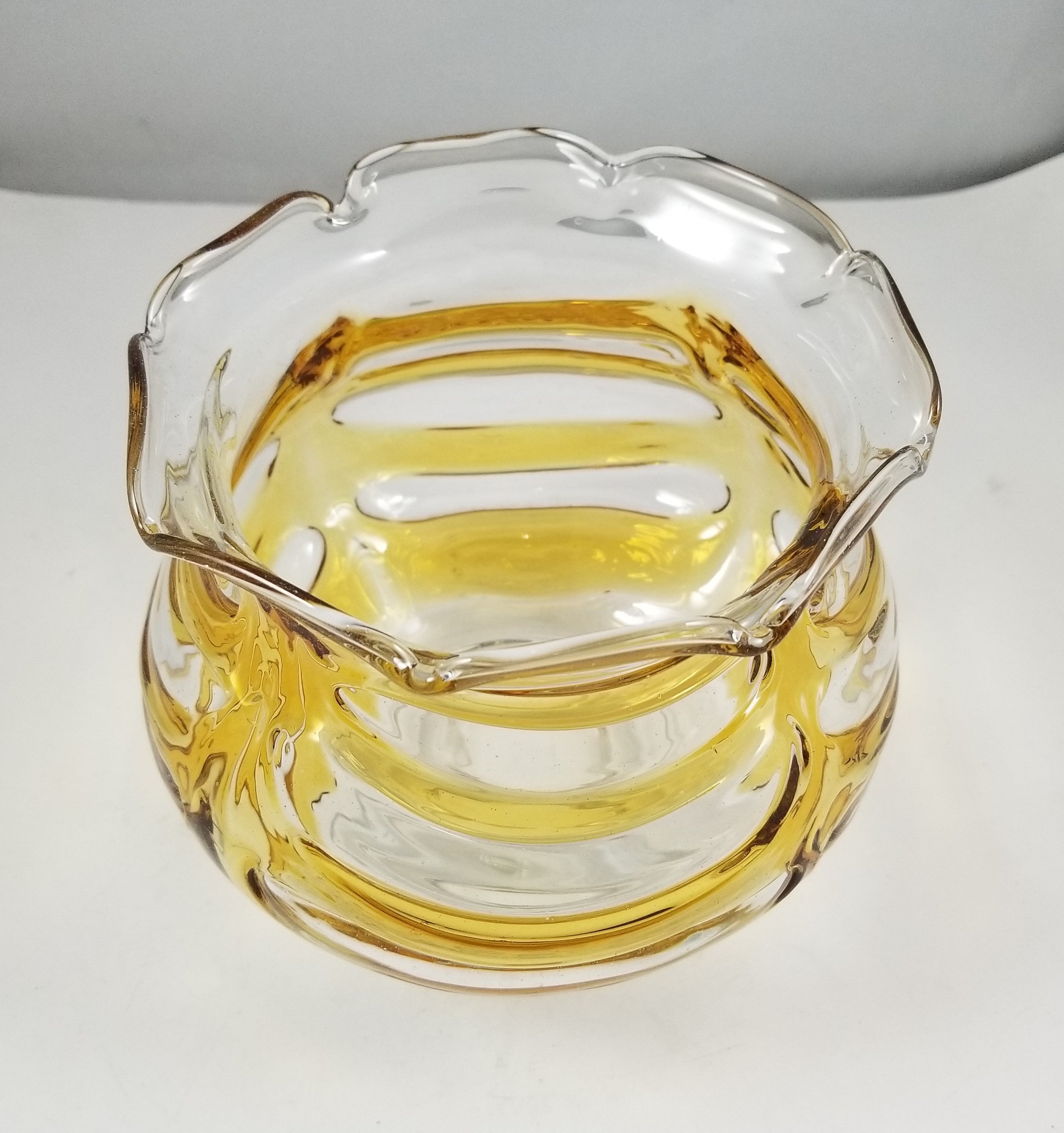 Amber and Clear Art Glass Pendant Shade  **ONLY 1 LEFT**